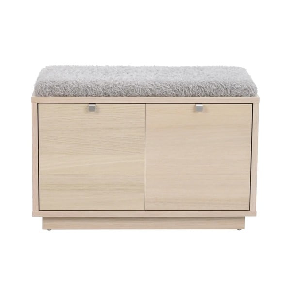 Szürke-natúr színű ülőkés cipőtartó tölgyfa dekorral Confetti – Rowico-image-2