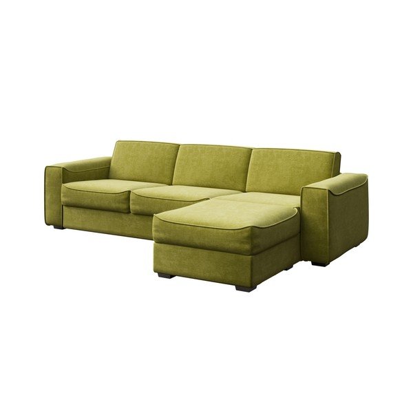 Munro olivazöld kinyitható kanapé fekvőfotellel, hosszúság 308 cm - MESONICA-image-1