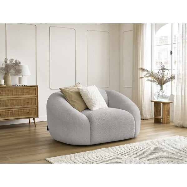 Világosszürke buklé fotel Tina – Bobochic Paris-image-1