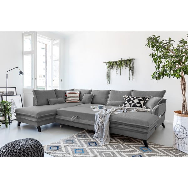 Charming Charlie szürke kinyitható U alakú kanapé, bal oldali - Miuform-image-4