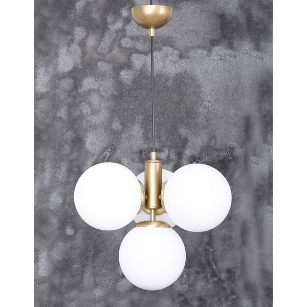 Fehér-aranyszínű függőlámpa üveg búrával ø 15 cm Hector – Squid Lighting-image-2