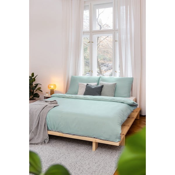 Zöld egyszemélyes mikroszatén ágyneműhuzat 140x200 cm Basic – Bonami Essentials-image-4