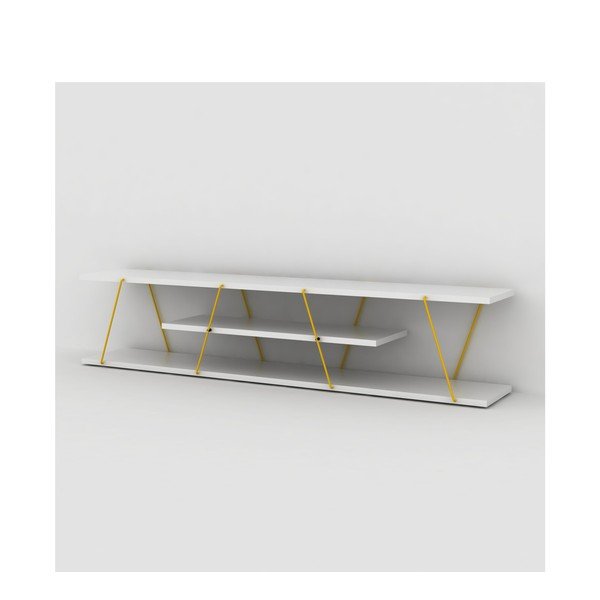 Rafevi Tars fehér TV- állvány, sárga részletekkel-image-4