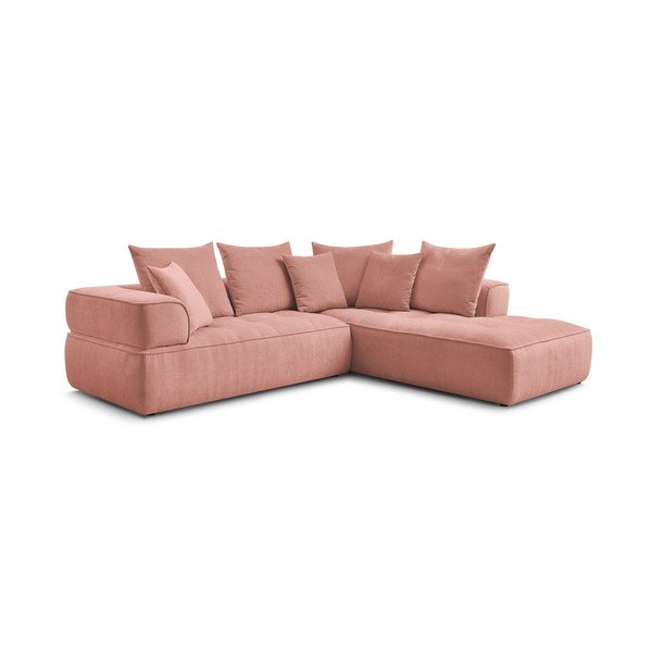 Rózsaszín zsenília sarokkanapé (jobb oldali-L alakú) Whesley – Bobochic Paris-image-3
