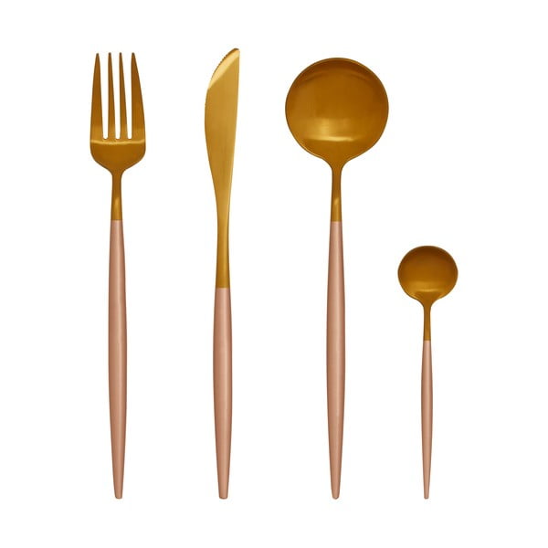 Aranyszínű rozsdamentes acél evőeszköz készlet 16 db-os Avie – Premier Housewares