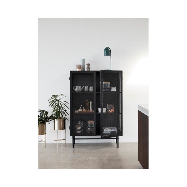 Enok fekete üvegajtós szekrény, hosszúság 100 cm - Hübsch-image-1