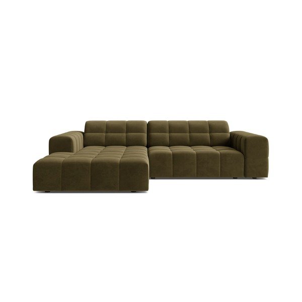 Khaki bársony sarokkanapé (bal oldali-heverő résszel) Chicago – Cosmopolitan Design