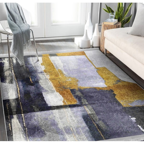 Sárga-sötétkék mosható szőnyeg 80x150 cm Unique – Mila Home-image-2