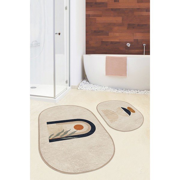 Bézs fürdőszobai kilépő szett 2 db-os 60x100 cm – Mila Home-image-1