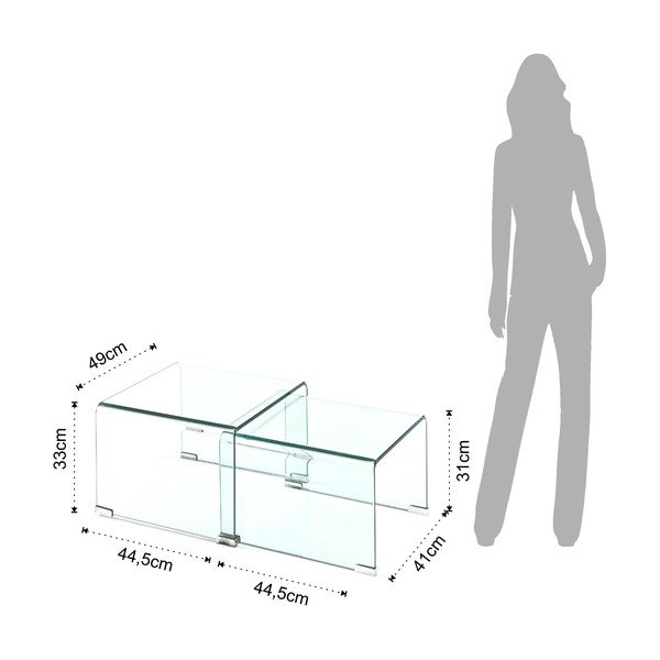 Üveg dohányzóasztal szett 2 db-os 44.5x49 cm Cristal – Tomasucci-image-4
