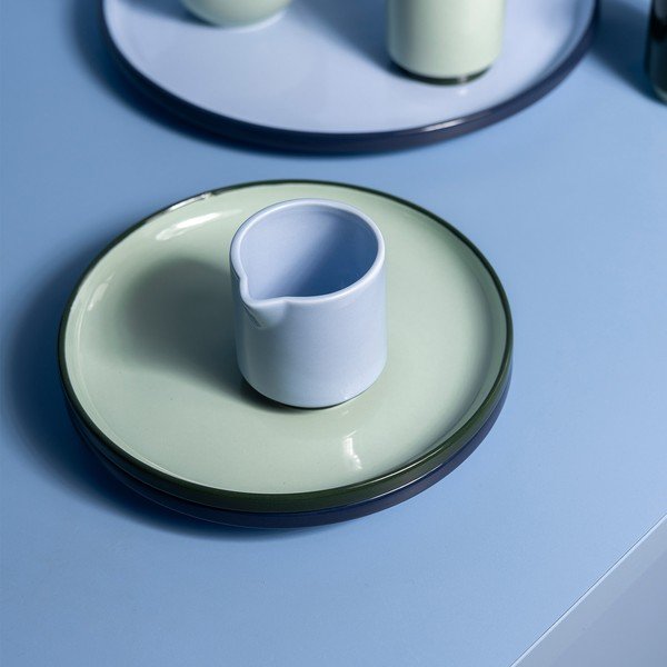 Zöld desszertes kőedény tányér ø 18 cm Duo – ONA-image-1