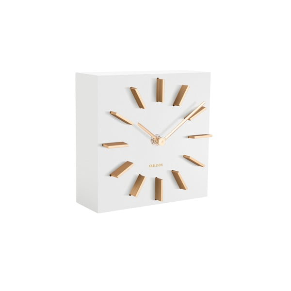 Discreet fehér asztali óra, 15 x 15 cm - Karlsson