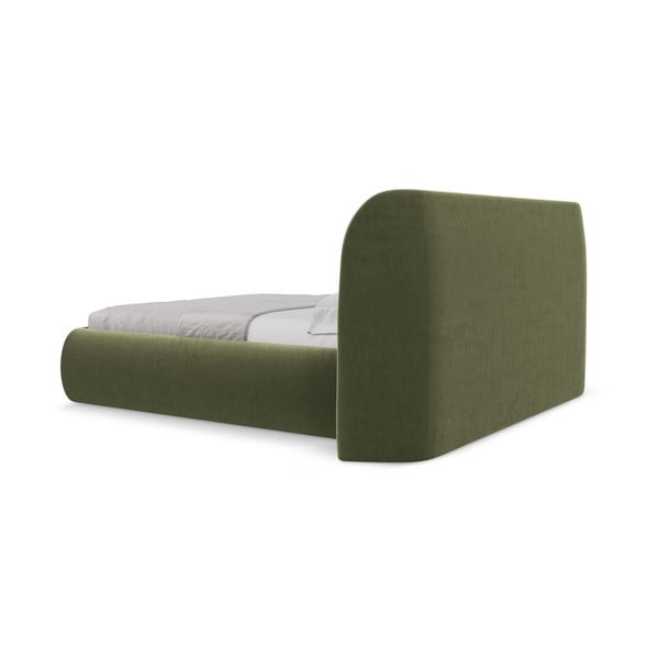 Zöld kárpitozott ágyneműtartós franciaágy ágyráccsal 160x200 cm Hauke – Makamii-image-4