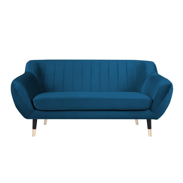 Benito kék kanapé fekete lábakkal, 158 cm - Mazzini Sofas