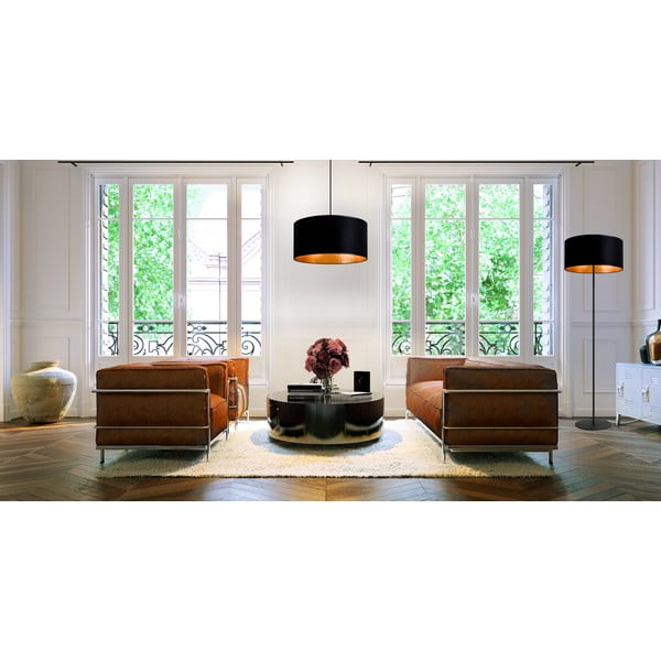 Mika fekete függőlámpa aranyszínű részletekkel, ⌀ 50 cm - Sotto Luce-image-1