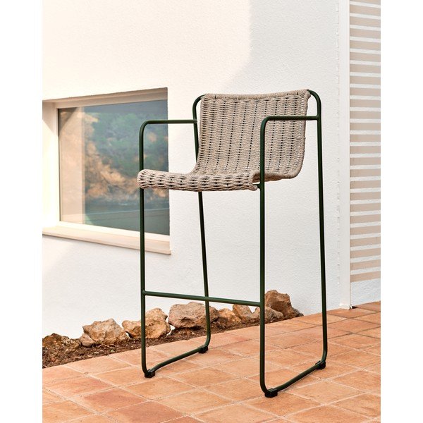 Szürkészöld fém kerti bárszék Maurina – Kave Home-image-1