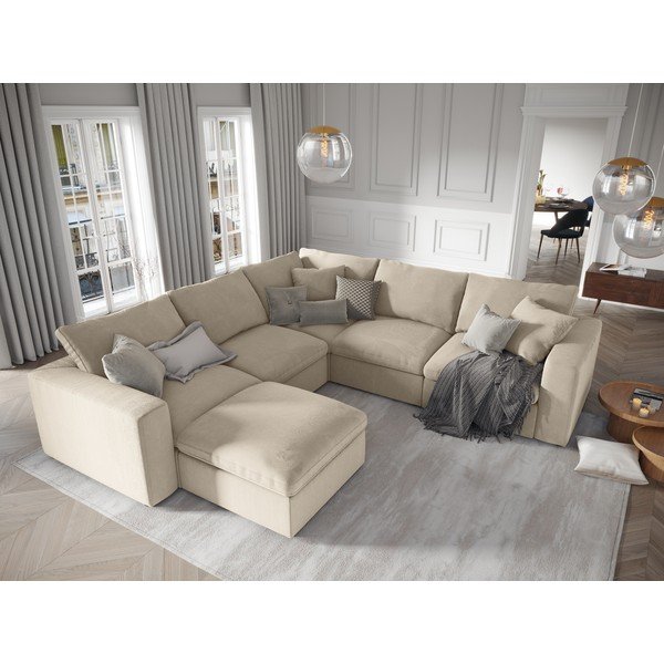 Galaxy bézs kétoldalas sarokrész moduláris kordbársony kanapéhoz - Windsor & Co Sofas-image-4