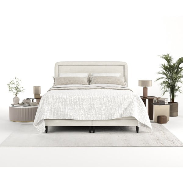 Krémszínű boxspring ágy 200x200 cm Dove – Maison de Rêve-image-4