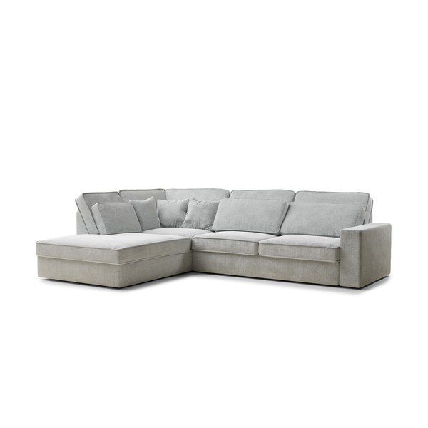 Világosszürke zsenília sarokkanapé (bal oldali-L alakú) Kirou – Maison de Rêve-image-2