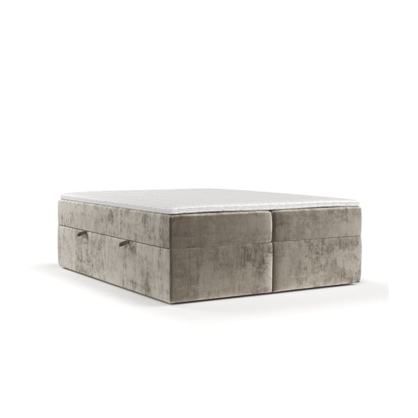 Világosbarna ágyneműtartós boxspring ágy 180x200 cm Yoko – Maison de Rêve