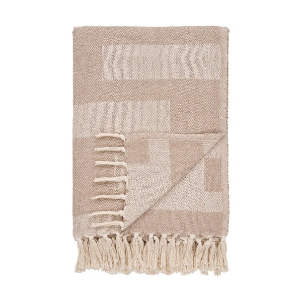 Világosbarna újrahasznosított pamut takaró 130x180 cm Adana – House Nordic