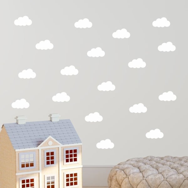 Cloudy fehér falmatrica szett, 40 darab - North Carolina Scandinavian Home Decors