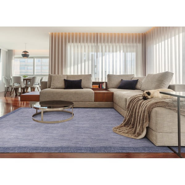 Sötétkék gyapjú szőnyeg 200x300 cm Linea – Agnella-image-1