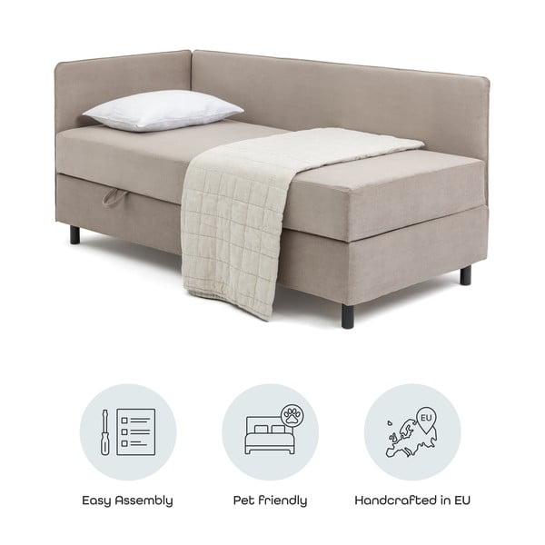 Szürkésbarna kárpitozott ágyneműtartós egyszemélyes ágy matraccal 120x200 cm Avela – Bonami Selection-image-4