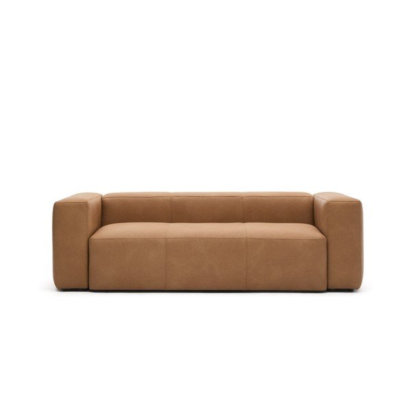 Barna bőr kanapé 240 cm Blok – Kave Home
