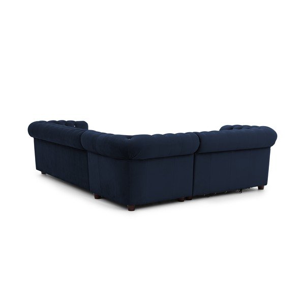 Kék bársony kinyitható sarokkanapé (bal oldali-L alakú) York Blik – Ropez-image-3