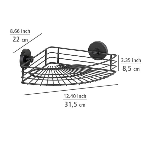 Vacuum-Loc® Bari fekete fürdőszobai sarokpolc - Wenko-image-2