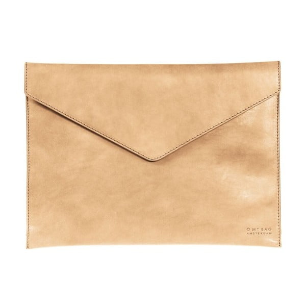Bézs boríték formájú laptoptartó bőrből, méret: 13" - O My Bag