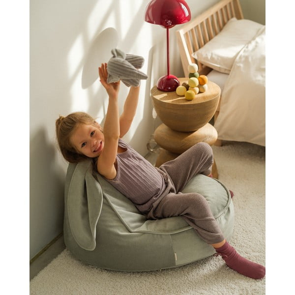 Mentazöld bársony gyerek babzsákfotel Bunny – Wigiwama-image-1