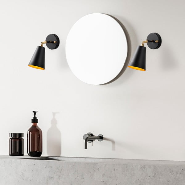 Fekete-aranyszínű fali lámpa ø 10 cm Evander – Opviq lights-image-2