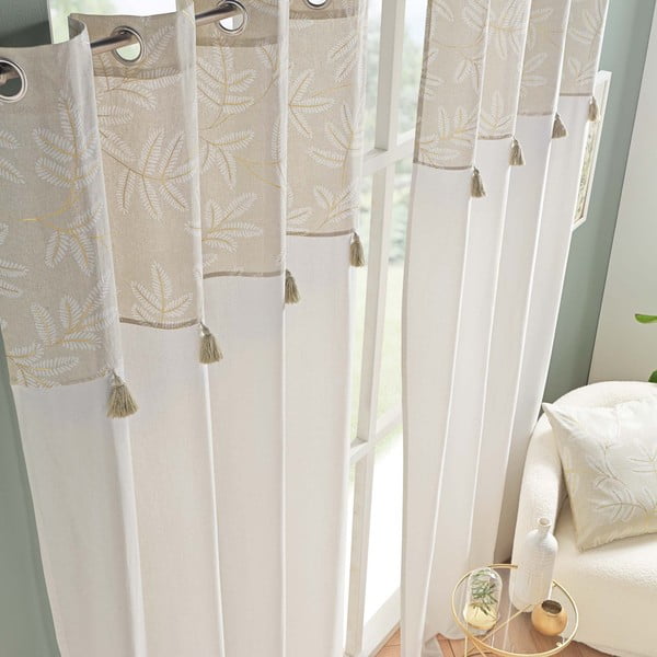 Fehér-bézs pamutkeverék függöny 140x240 cm Altea – douceur d'intérieur-image-3