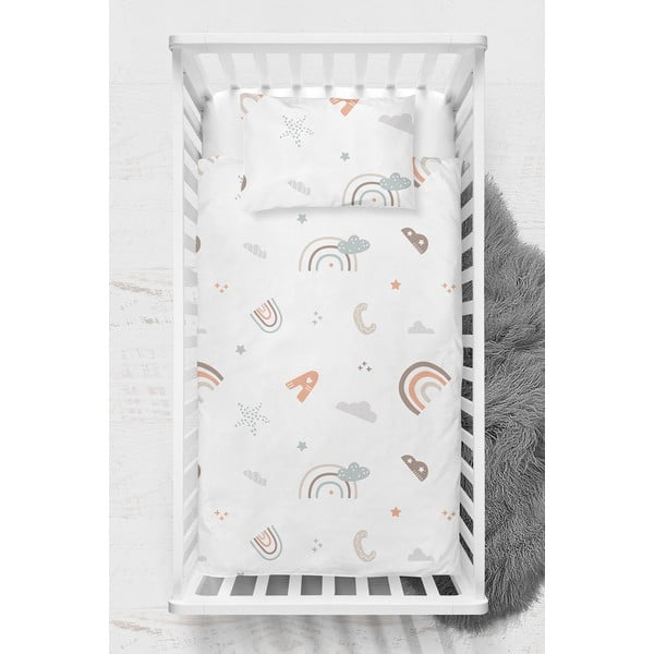 Fehér renforcé pamut gyerek ágyneműhuzat babaágyhoz 100x150 cm Abc – Mijolnir-image-2