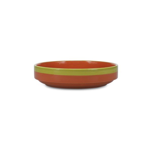 Zöld-narancssárga mély kőedény tányér ø 21 cm Duo – ONA-image-2