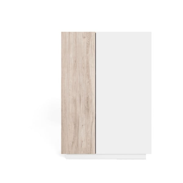 Fehér-natúr színű szekrény tölgyfa dekorral 90x126 cm Udine – Marckeric