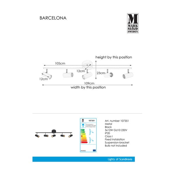 Barcelona fekete mennyezeti lámpa - Markslöjd-image-2
