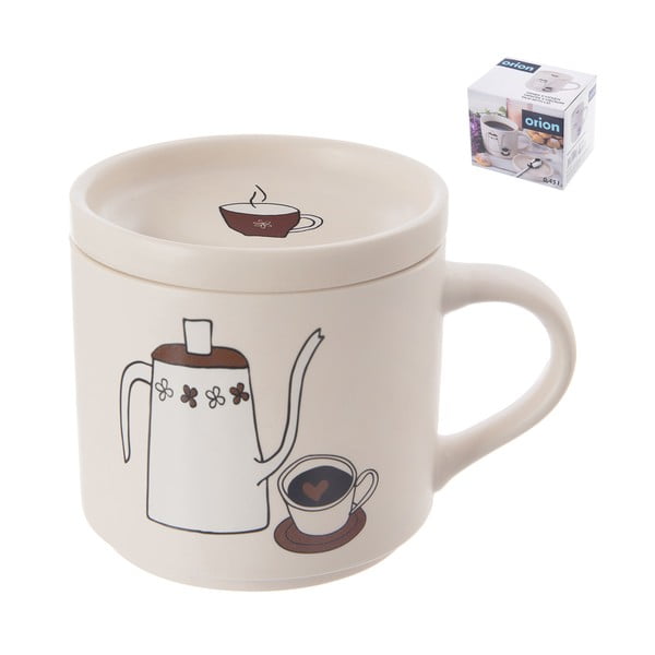 Fehér porcelán fedeles bögre 450 ml – Orion-image-2