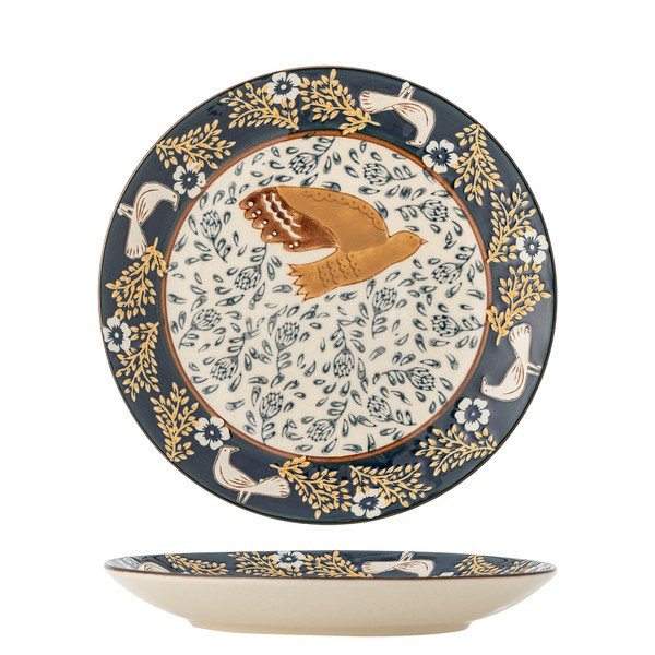 Kék desszertes kőedény tányér ø 16 cm Hezha – Bloomingville-image-3