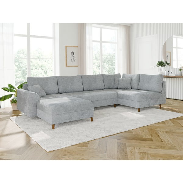 Világosszürke sarokkanapé (bal oldali-U alakú) Ariella – Ropez-image-3