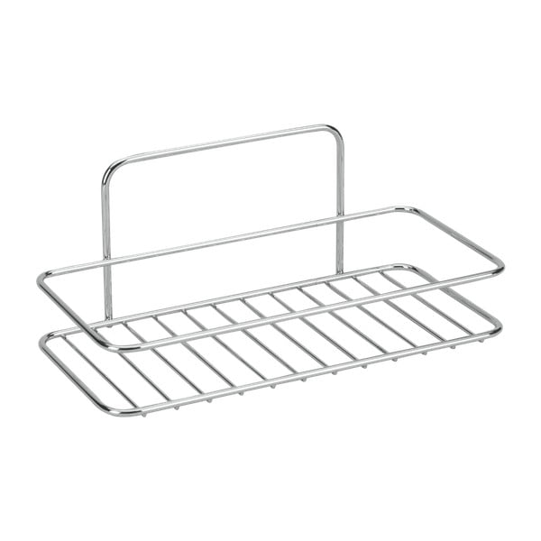 Fényes ezüstszínű függő öntapadós acél fürdőszobai polc Luxy – Metaltex