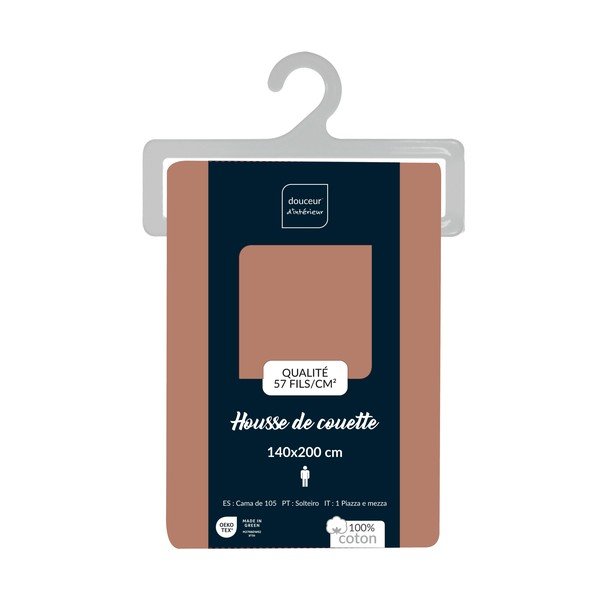Lazacszínű egyszemélyes pamut paplanhuzat 140x200 cm Lina – douceur d'intérieur-image-2