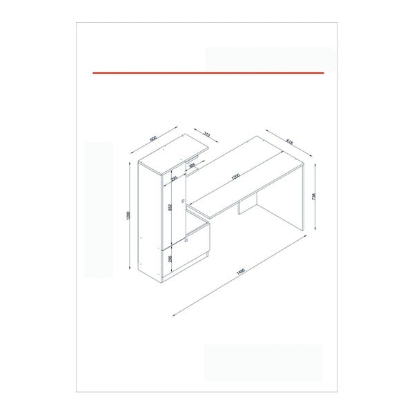 Íróasztal 62x120 cm Domingos – Furny Home-image-3