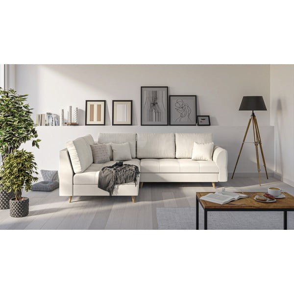 Krémszínű sarokkanapé (bal oldali) Ariella – Ropez-image-1