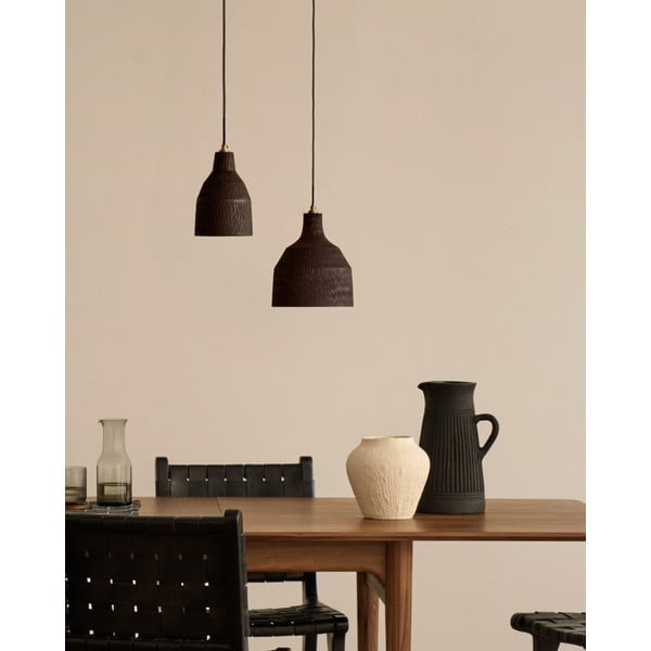 Fekete függőlámpa fa búrával ø 15 cm Amire – Kave Home-image-2