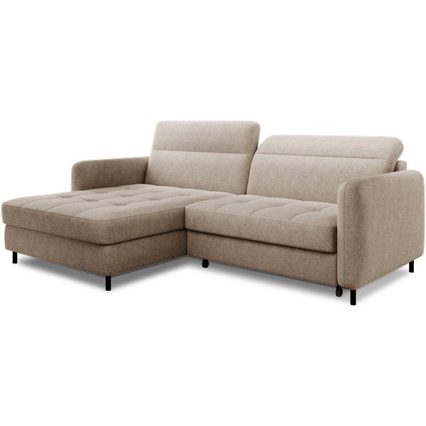 Bézs zsenília kinyitható-tárolóhelyes sarokkanapé (bal oldali-heverő résszel) Gomsi – ELTAP-image-2