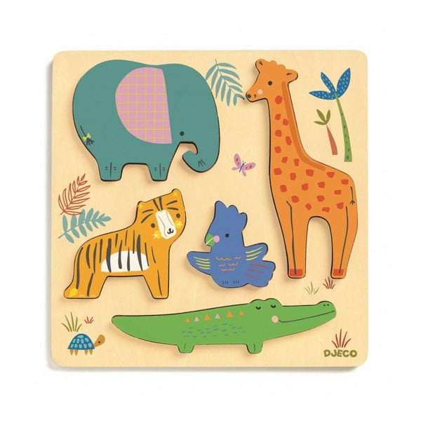 Állatok a dzsungelből fa puzzle kisgyerekeknek - Djeco
