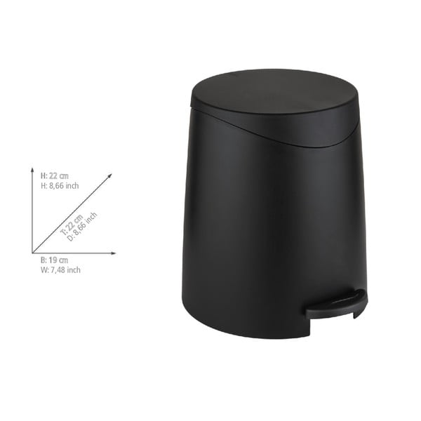 Fekete műanyag pedálos szemetes 3 l Portes – Allstar-image-3